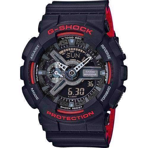 Image of G-Shock sort resin med stål quartz multifunktion (5146) Herre ur fra Casio, GA-110HR-1AER